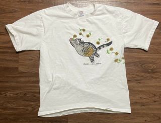 Vintage Crazy Shirts B Kliban Cat Sunflower T - Shirt Large Hawaii Made In Usa