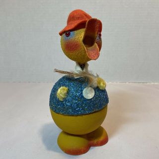 Vintage Spring Head Nodder Happy Duck W Germany Papier Mache Candy Container