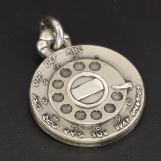 Vtg Sterling Silver - Cto Rotary Telephone Dial Solid Bracelet Charm - 3g