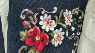 Vintage Bucilla Needlepoint Floral Partially Worked 39x22 Large Roses