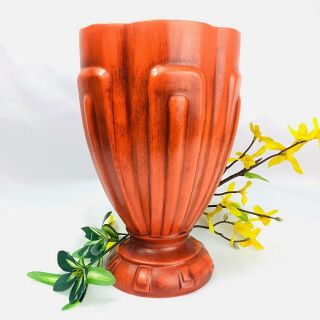 Vintage Haeger Pottery Orange Red Art Deco Style Large Ceramic Vase Usa