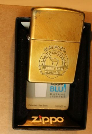 1996 Vintage Brass Zippo Cigarette Lighter Camel Taste Since 1913