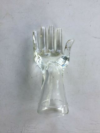 Vintage Clear Glass Hand - Jewelry Ring Display 8”h X 3 1/2 " W