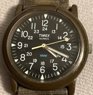 Vintage Mens Timex 395 La Cell C7 Military Quartz Watch Runs
