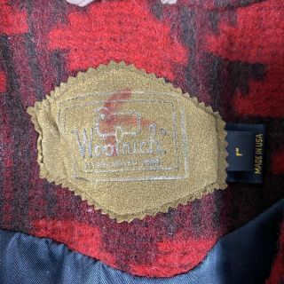 Vintage Woolrich Red Nordic Aztec Wool Blend Blanket Coat Women ' s Sz L USA Made 3