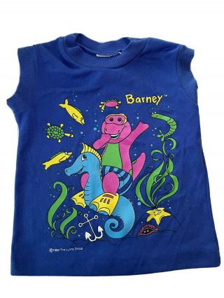 1993 90s Vintage Barney I Love You Dinosaur Kids Show Tank T - Shirt 2t Underwater