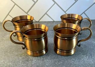 Vintage Set Of 4 Gregorian Solid Copper Moscow Mule Cups Mugs Usa