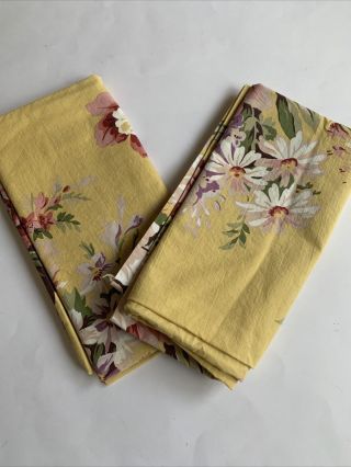 Vintage Ralph Lauren Floral Pillowcases Shams Set Of 2 Yellow Garden Roses