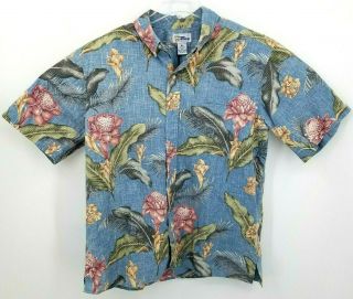 Vintage 90s Reyn Spooner Reverse Print Hawaiian Camp Shirt Floral Aloha Size Xl
