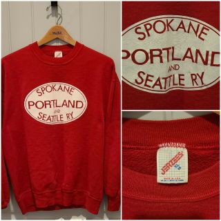 Vintage Spokane Portland And Seattle Ry Railway Railroad Crew Neck Sweatshirt