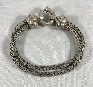 Vintage Middle Eastern Sterling Silver Two Strand Bracelet 47 Grams 7.  5” Long