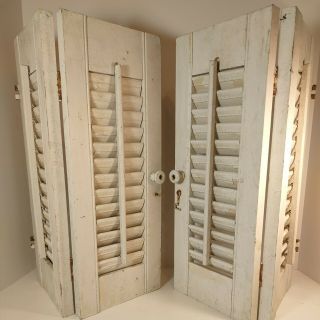 Vintage Wooden Shutters 4 Panels Ea.  Panel Is 18.  5 " X 7 " X 3/4 "