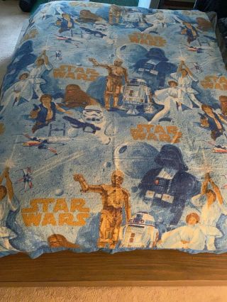 Vtg 70s Star Wars Bibb Muslin Twin Bed Set Blanket Fitted Top Sheet Pillowcase