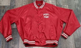 Vintage Mickey Mouse Bomber Jacket Xxl Red Satin Large Graphic Usa Snap Front