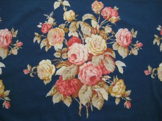 Vintage Ralph Lauren 2 Winslow Navy Floral Pink Roses Sateen King Pillowcases