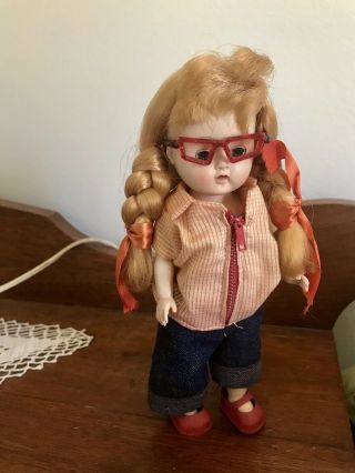 Vintage 8 " Cosmopolitan Ginger Doll In Jeans Tagged Outfit With Glasses So Cute