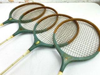 Vintage Blue Streak Don Budge Signature Ed Wooden Badminton Racquets Japan