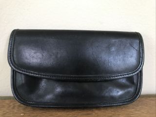 Vintage Coach Black Leather Wallet Clutch Zip Coin Purse Rare Makeup Organizer