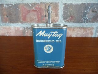 Maytag Household Oil Rare Vintage 2 Ounce Tin Lead Spout & Cap Newton,  Iowa