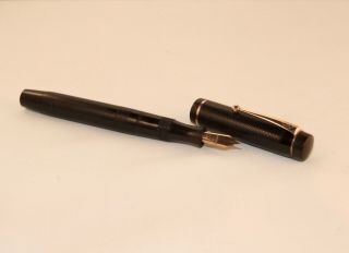 Vintage Mentmore Auto/flow Fountain Pen - Stud Fill - Black Chased - C1935