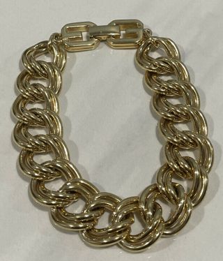 Vintage Givenchy Double Curb Link 16mm Gold Plated Bracelet
