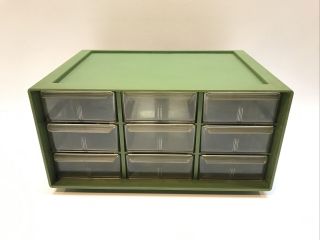 Vintage Akro - Mills Green 9 Drawer Storage Organizer Cabinet 10 - 109 Akron,  Oh