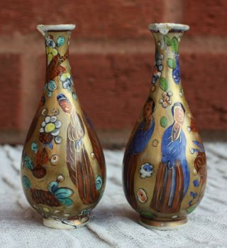 Pair 18th Century Chinese Clobbered Vases Kangxi Period