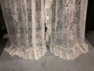 Vintage Ivory Lace Curtain Panels (2) 46 