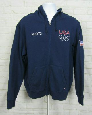 Vtg 2004 Roots Usa National Team 04 Olympics Hoodie Sweatshirt Shirt Large