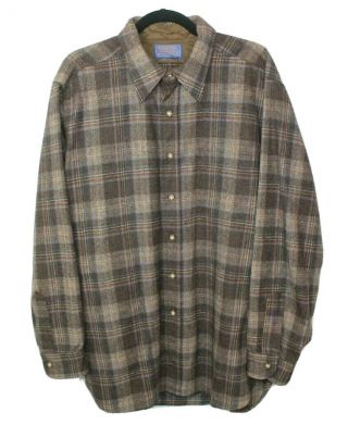 Vintage 70s 80s Pendleton Wool Plaid Flannel Shirt Sz Xl Pre Owned Made In Usa