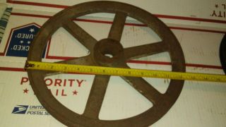 Vintage Cast Iron Pulley Key 5/8 " Belt 1 1/4 " C.  H.  12 3/4 " Od Old Farm Tool