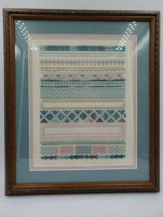 Vintage Framed Completed Cross Stitch Cut Work Needlework Embroidery Sampler