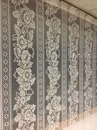 Vintage Curtain Lace Panel Ivory Each 63 " W X 64 " L