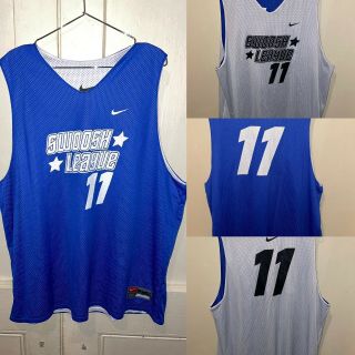 Rare Vtg Nike League Spell Out Swoosh Reversible Basketball Jersey 90s 2000s Xxl