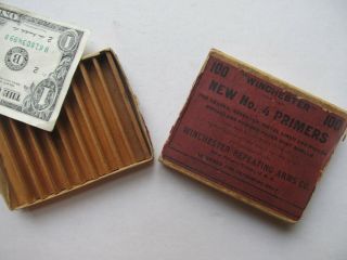 Antique 1893 Winchester Primer Box,  Advertising,  Gun,  Rifle,  Reloading