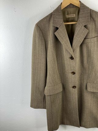 Vintage Headquarters Sydney Womens Long Wool Overcoat Size 14 Brown Tweed Button 2