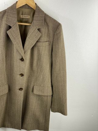 Vintage Headquarters Sydney Womens Long Wool Overcoat Size 14 Brown Tweed Button 3