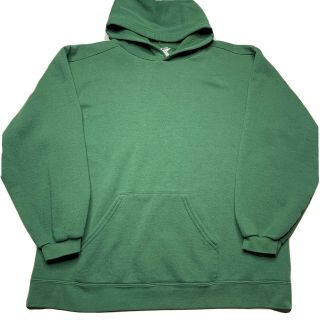 Vintage 80s 90s Mens M/l Blank Green Hoodie Sweatshirt Usa Made 50/50 Pullover