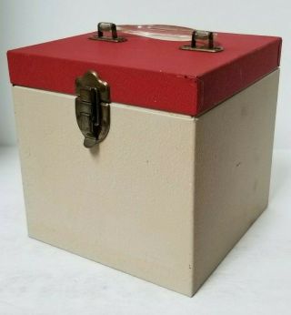 Vintage Red Metal Platter - Pak 45 Rpm Record Holder Carry Case Box