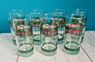 7 Coca Cola Gläser 80er Jahre Vintage Tiffany Stil 0,  2 Liter 7 Stück