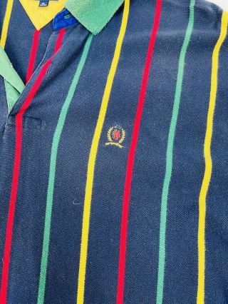 Vintage 90s Tommy Hilfiger Mens XL Multi Color Striped Polo Shirt Streetwear 3