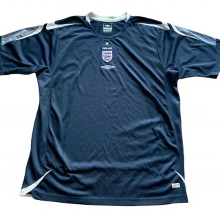 Vtg England Football Shirt 3rd Strip Blue Away Umbro Size Xl Retro Euros (r19