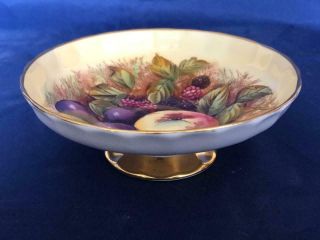 Vintage Aynsley Bone China Hand Painted Fruit Footed Bowl Signed D Jones