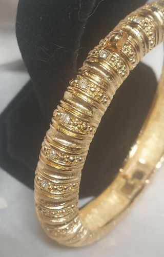 Vintage Camrose And Cross Jackie Kennedy Gold Rhinestone Bangle Bracelet