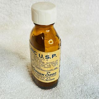 Vintage Brown Glass Paregoric U.  S.  P.  Medicine Bottle Morphine Traverse City MI 2