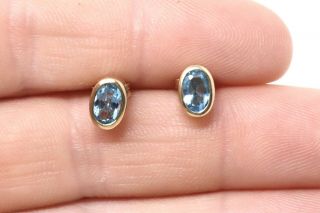 A Vintage Heavy 9ct 375 Yellow Gold Topaz Stud Earrings 45
