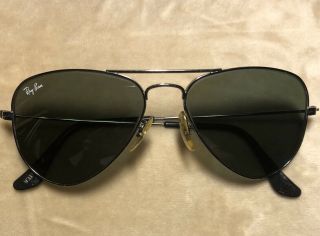 Vintage 1990s Bausch And Lomb Ray Ban Aviator Sunglasses 50mm Oval Silver Frames