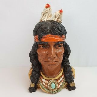 Vintage American Indian Head Bust 11 Inch 1966 Universal Statuary Chicago Navajo
