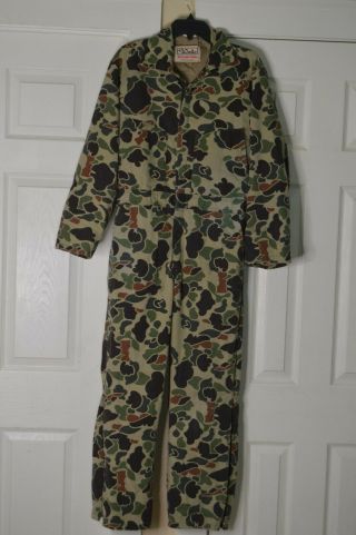 Vintage Walls Blizzard Proof Camo Insulated Coveralls Medium Short Made In Usa