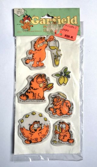 Vintage Garfield Stickers Scratch Sniff Puffy 1978 Lemon